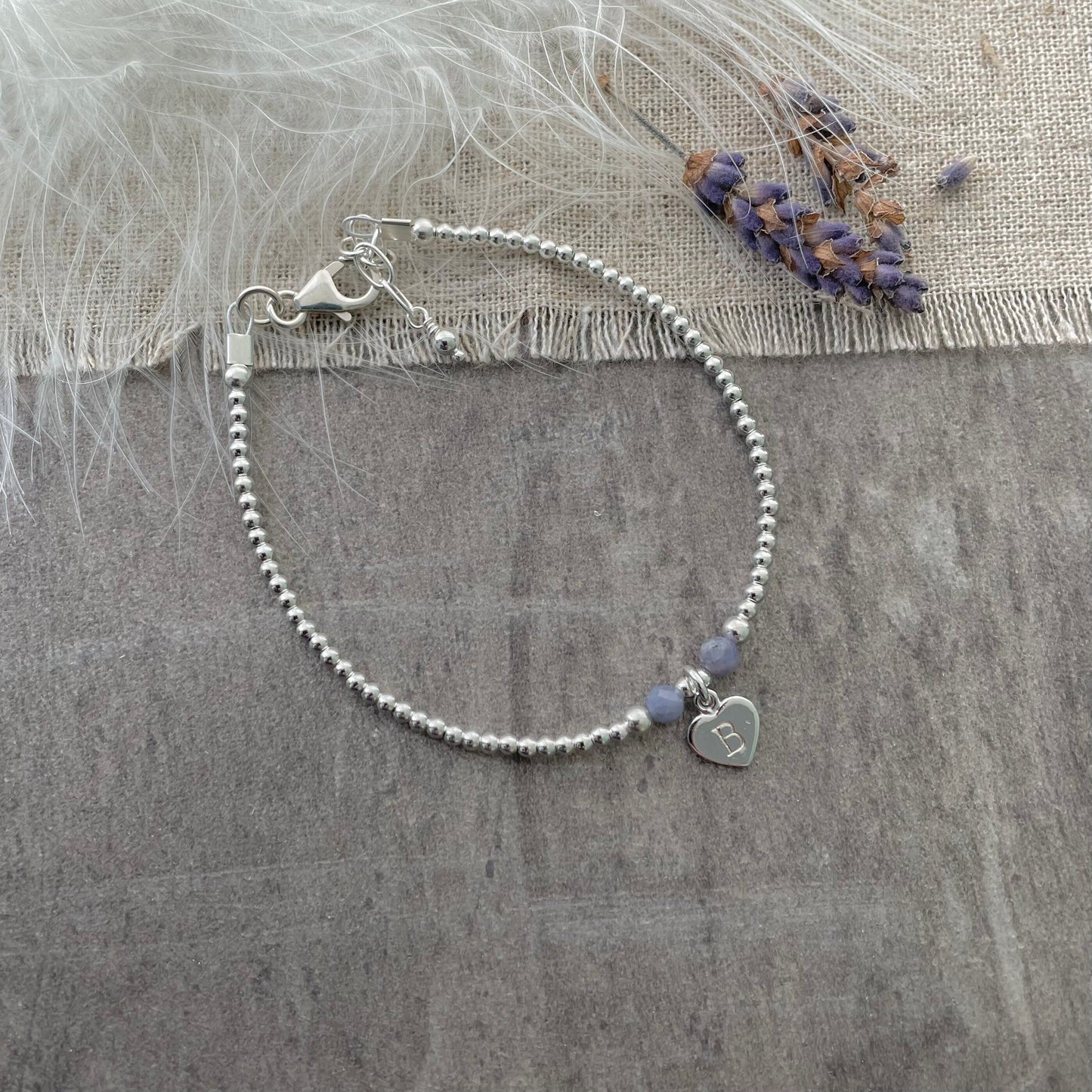 Delicate Personalised Birthstone Bracelet in Sterling Silver , birthday jewellery