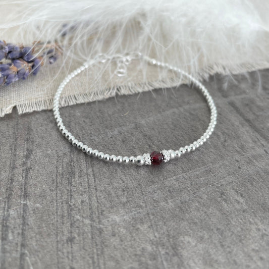 Anniversary Gift For Her, Gemstone per Year, Birthstone Bracelet in Sterling Silver