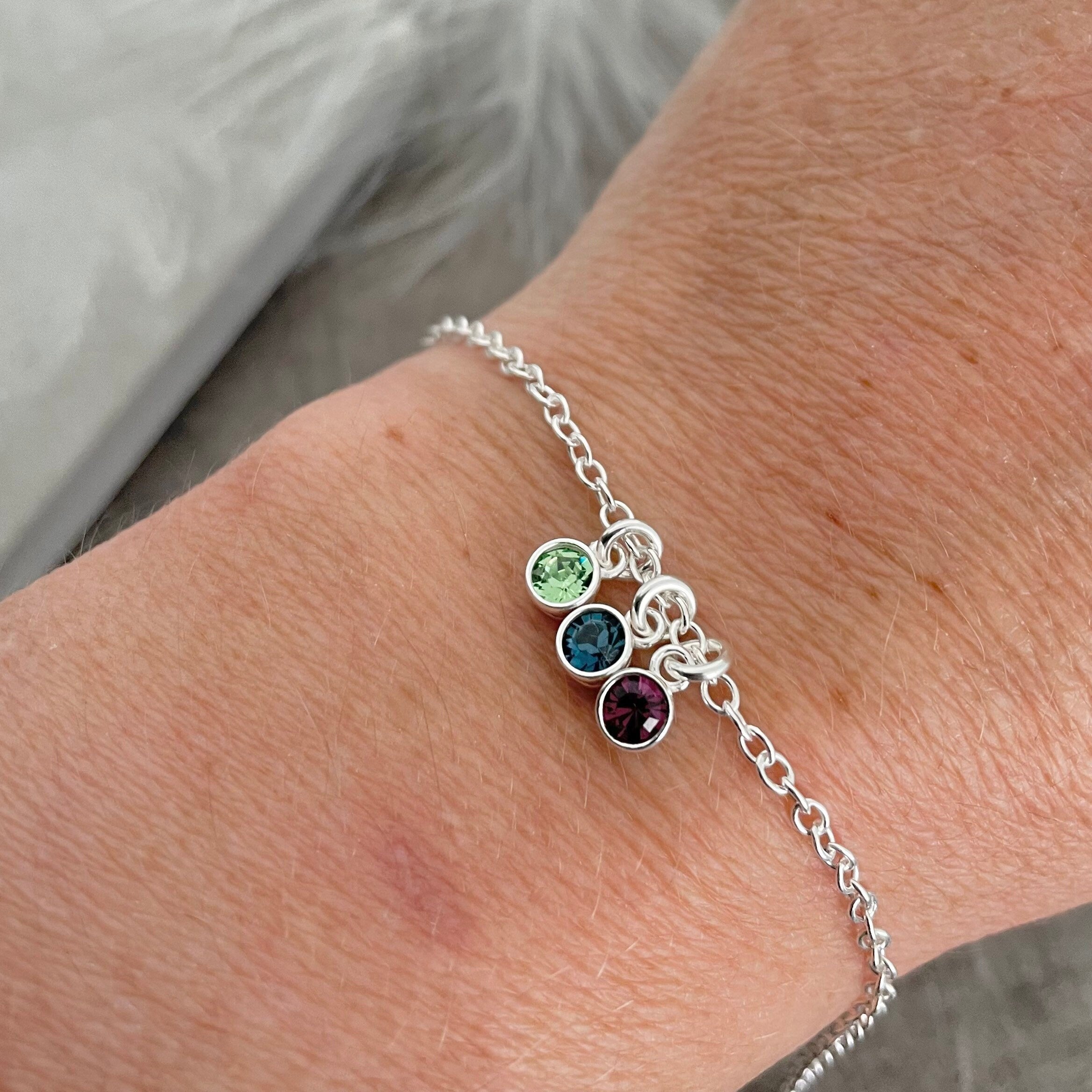 Sterling silver family 2025 birthstone bracelet