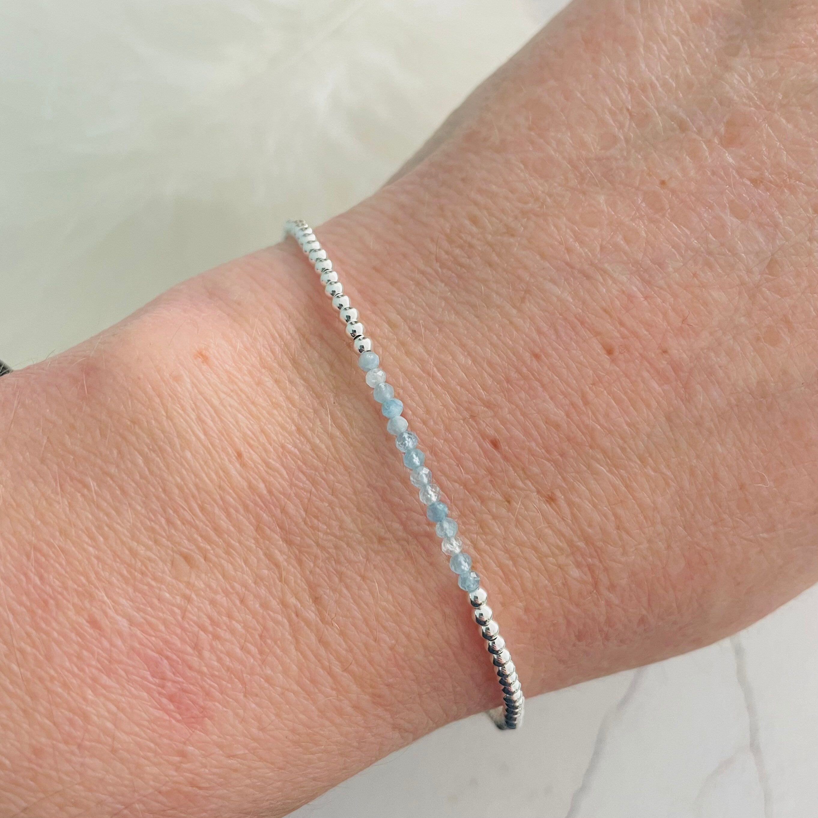 A Dainty March Birthstone Aquamarine Bracelet Set, March Stacking Brac –  Dainty Rocks Jewellery