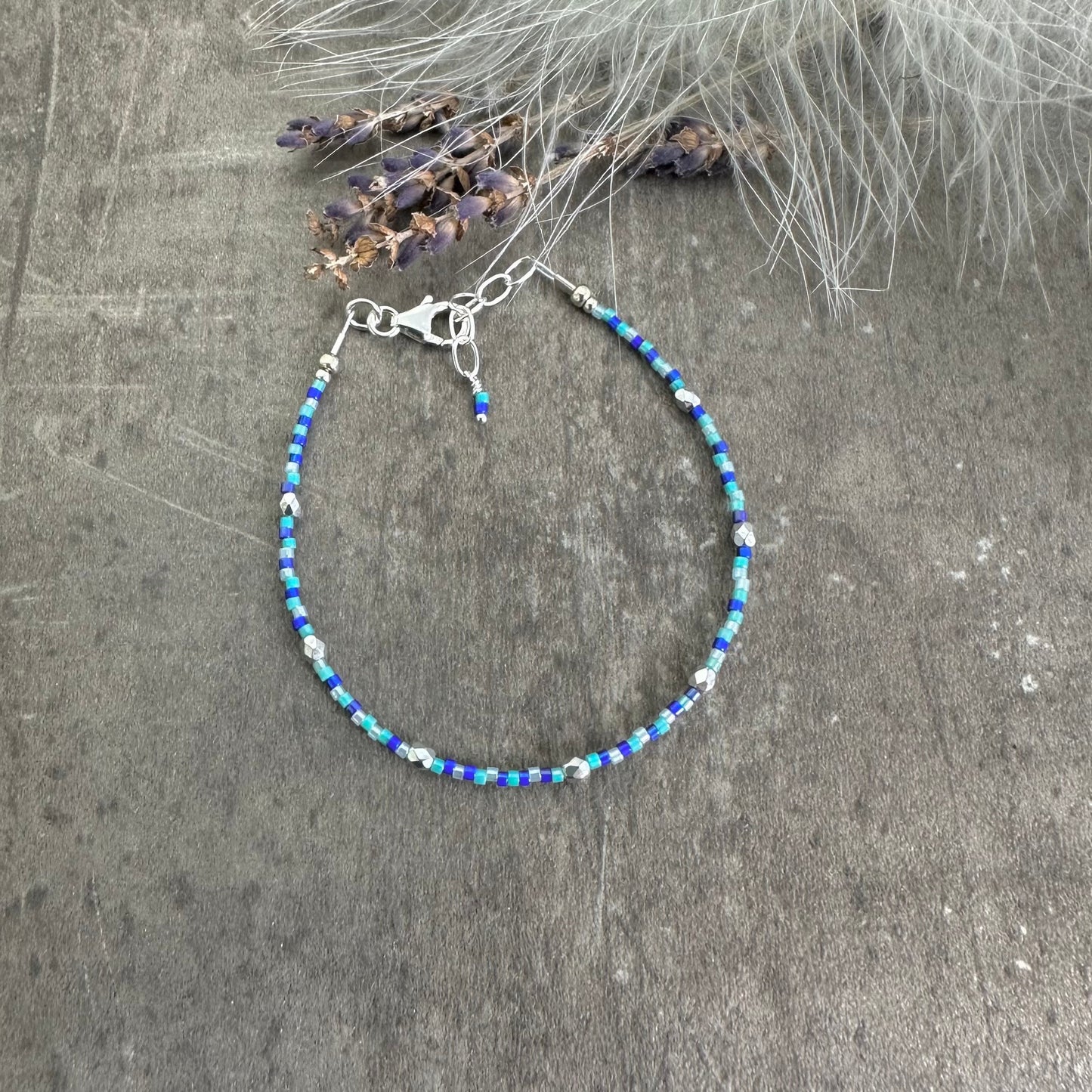 Blue Sparkle Bracelet with delica seed beads