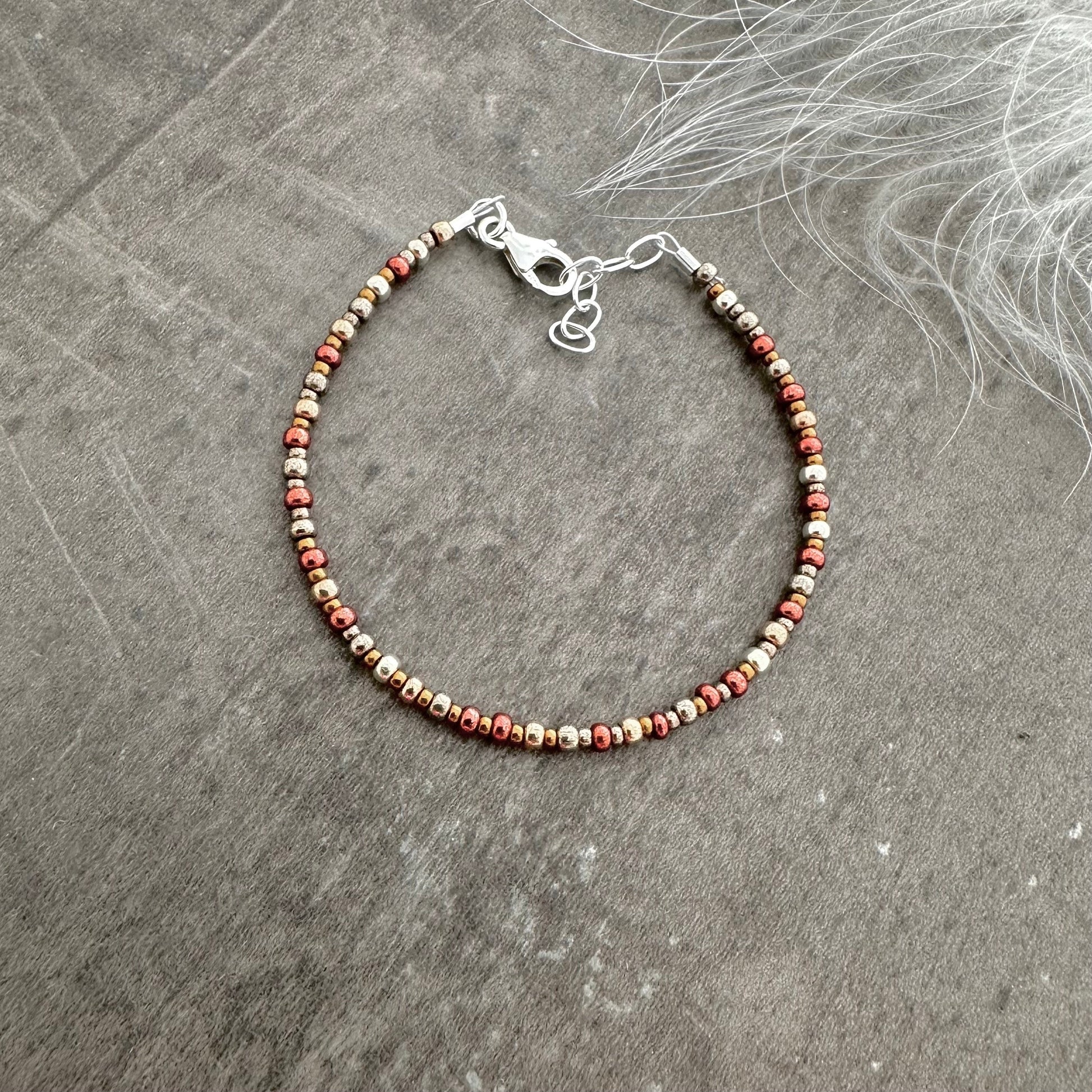 Metallic colour Bracelet with seed beads